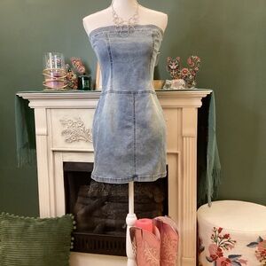 Fun Strapless Denim‎ Dress